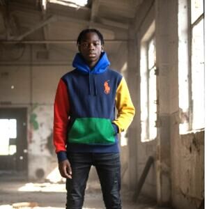 Ralph Lauren Boys Pullover Hoodie - Blue/Red/Yellow - Size: Medium (10/12)